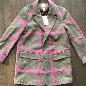 NWT H&M wool blend plaid check blazer coat